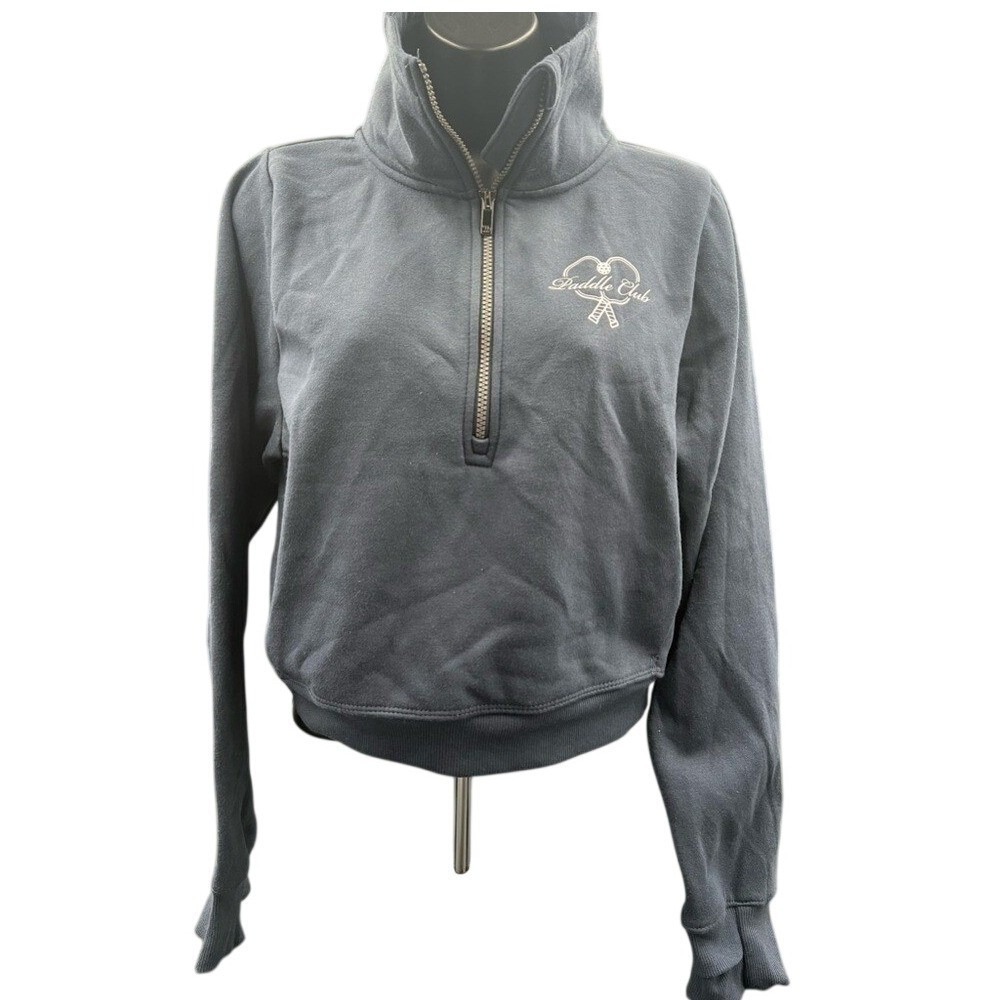 All in Motion Womens Core Fleece 1/2 Zip Paddle Club Cropped Sweatshirt Navy S